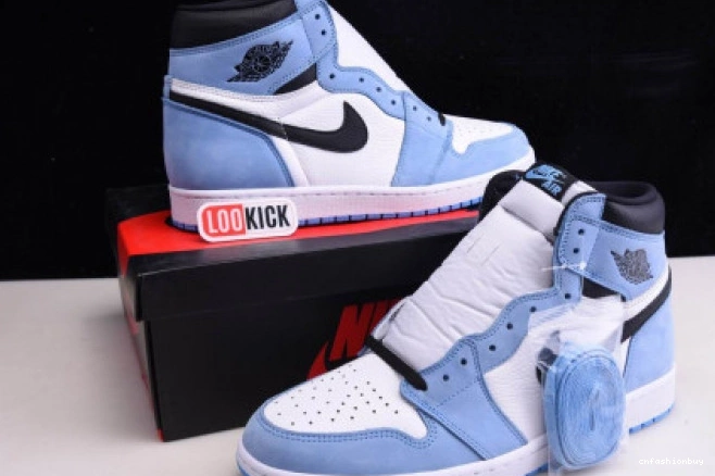 BLUE UNIVERSITY AIR 555088-134 WHITE BLACK HIGH RETRO 1 JORDAN 0801